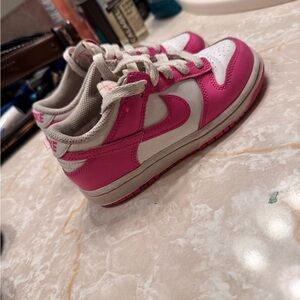 Nike Pink and White Dunk Low Sneakers